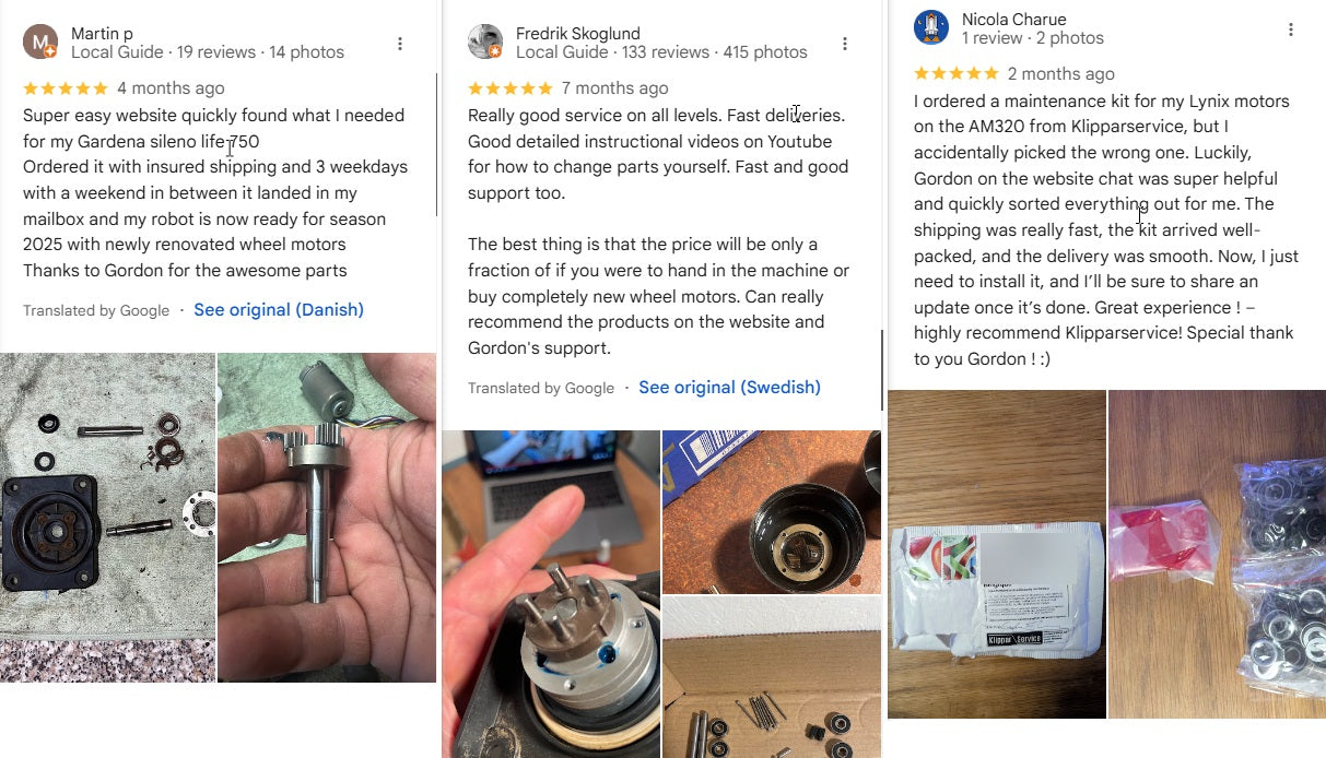 Customer reviews on Google